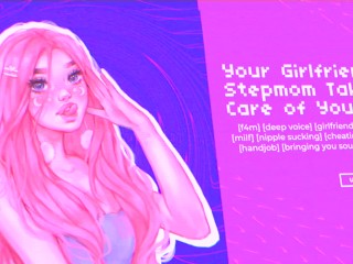 ASMR your Girlfriend's Hot Stepmom MILF gives you a Blowjob and Brings you Soup (Audio Roleplay)