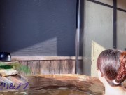 Preview 6 of An amateur Japanese woman taking a leisurely bath at a hot spring inn with an open-air bath.