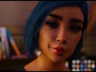 teen, visual novel, kink, blue haired girl