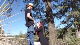 A Stroll In The Forest With A Redhead Slut