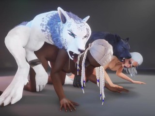 Weerwolfs Fokken Busty Meisjes Otgy | Monster Met Grote Lul | 3D Porno WildLife