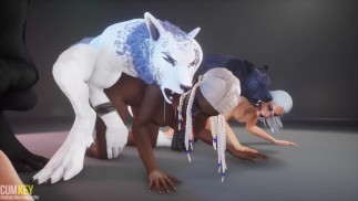 Werwölfe züchten Vollbusige Mädchen Otgy | Großer Schwanz Monster | 3D Porn WildLife