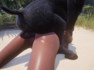 Big-boobed girl Pleasuring two Monsters Big CockMonster Threesome3D Porn WildLife