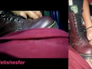 Preview 5 of Cock crush & handjob until cum by Mistress in large dr martens boots Pov