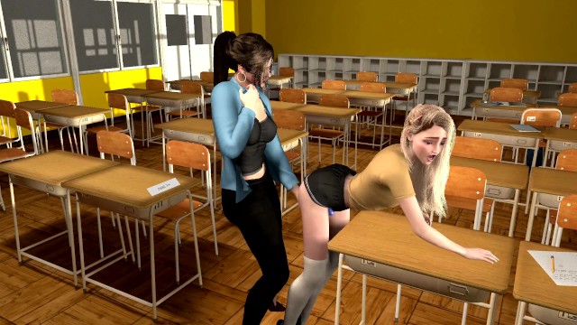 Lesbian Schoolgirl is seduced by the teacher on detention (Breast Expansion   3D Animated Hentai)
