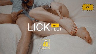 Cuckold humiliation, lick feet, suck lover's cock and eat his cum