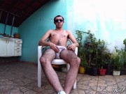 Preview 5 of Brazilian guy jerk off on terrace