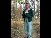 Preview 1 of Horny nudist strips naked on a forest trail and masturbates