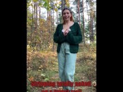 Preview 2 of Horny nudist strips naked on a forest trail and masturbates