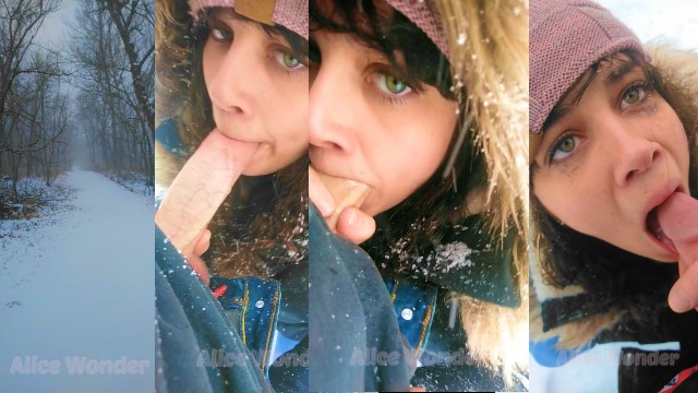 PUBLIC SNOWJOB - На открытом воздухе DT Facefuck во время снега при температуре 10º F на тропах - ХОЛОДНО, НО ВЕСЕЛО!!