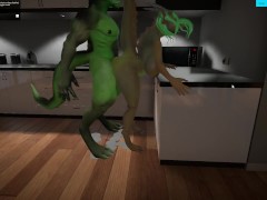 Furry Dragon Big Butt and Big Cock passionate sex in the kitchen Yiffalicious
