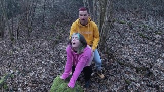 Risqué Sex In The Woods With A Beautiful Young Woman Who Has A Lot Of Ejaculation