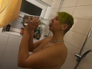 pissing, amateur, piss drinking, shower