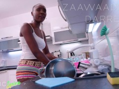 Video DEVIANTE - Ebony couple passionate hardcore sex in kitchen sexy black girl Zaawaadi BBC creampie