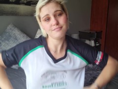 Pale bob haircut blonde humiliating and dissing the viewer with a small dick