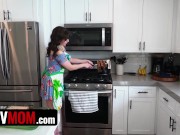 Preview 1 of Perv Mom - Step Mom Is Upset For Burning Dinner & Gets Cheered Up By Step Son's Big Boner