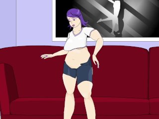 weight gain, cartoon, chubby, solo female
