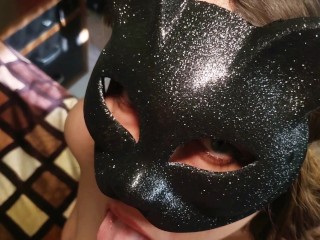 Kitten receiving her milk in her mouth in slow motion