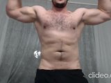 Strong alpha guy flexing on cam