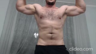 Strong alpha guy flexing on cam