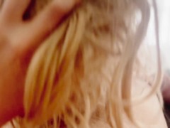 Blonde Teen in Pigtails and Fishnets Gets Cum in Mouth