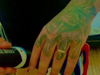 Spider-Man watching jerk off to hot lesbian’s scissoring loud video