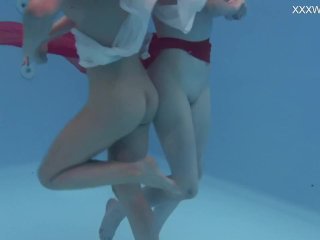 underwater girls, public, brunette, small tits