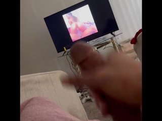 pov cumshot, masturbation, big ass ebony, throbbing cock