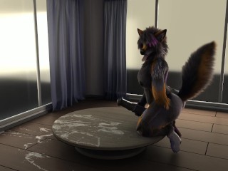 Futa Wolf Fapping on Table HD by H0rs3