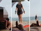 Dick flash - A girl caught me jerking off in public beach and help me cum - MissCreamy