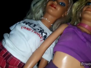 Daphne and Lily lesbian show of skirts and sexy legs