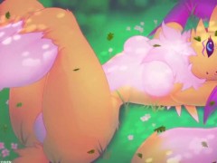 Renamon Laying in Grass - Live Background