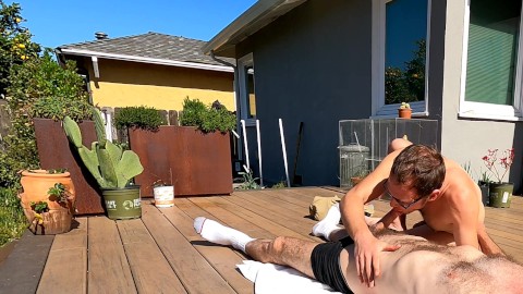boy surprises daddy strips and sucks him outdoors
