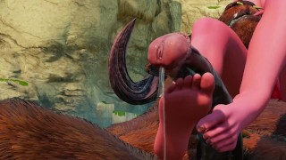 Chlupatý Minotaurus Vs Nadržená Holka Velký Kohout Monstrum Toejob 3D Porno Divoký Život