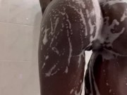 Preview 5 of Petite Sexy Ebony shows off her round ass in the shower /shower tease