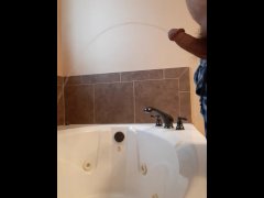 Bathtub Pissing With A Hard Cock