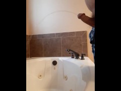 Bathtub Pissing With A Hard Cock - Screenshot 11 of 16 - Pissing