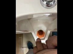 Taking a LONG piss after driving hours and drinking energy drinks bladder shy public restroom #7