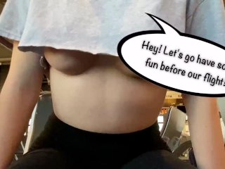 60fps, tits exposed public, see boobs, airplane