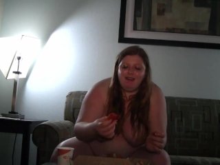 BBW Stuffing Fat Face with Pizza - Bettie Brickhouse