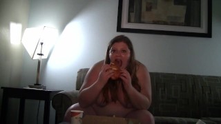 BBW Stuffing Fat Face with Pizza - Bettie Brickhouse