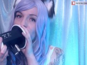 Preview 1 of SFW ASMR - Deep Wet Ear Licking - PASTEL ROSIE Eargasm Cat Girl Cosplay, Tongue Tease Makes You Hard