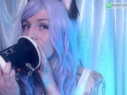 Preview 2 of SFW ASMR - Deep Wet Ear Licking - PASTEL ROSIE Eargasm Cat Girl Cosplay, Tongue Tease Makes You Hard