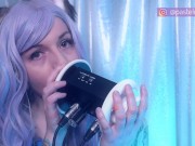 Preview 3 of SFW ASMR - Deep Wet Ear Licking - PASTEL ROSIE Eargasm Cat Girl Cosplay, Tongue Tease Makes You Hard