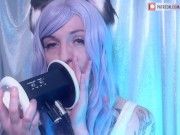 Preview 6 of SFW ASMR - Deep Wet Ear Licking - PASTEL ROSIE Eargasm Cat Girl Cosplay, Tongue Tease Makes You Hard