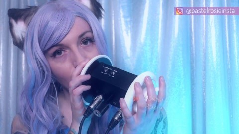 SFW ASMR - Deep Wet Ear Licking - PASTEL ROSIE Eargasm Cat Girl Cosplay, Taquinerie de langue vous rend dur