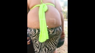 Hot Busty Gurl got caught naked Butt while changing dress in the Outdoor