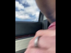 Stroking my cock in the car while wife drives.