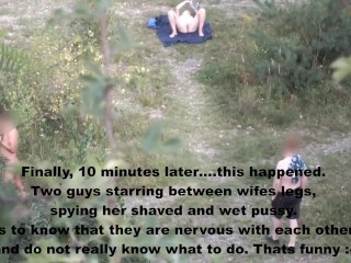 Exhibitionist Wife Shows Naked Body and Pussy in Public, Real Strangers Caught