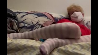Femboy teases then uses a vibrator